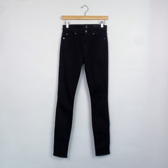 7 For All Mankind The High Waist Skinny Jeans Black 27 - Picture 1 of 8